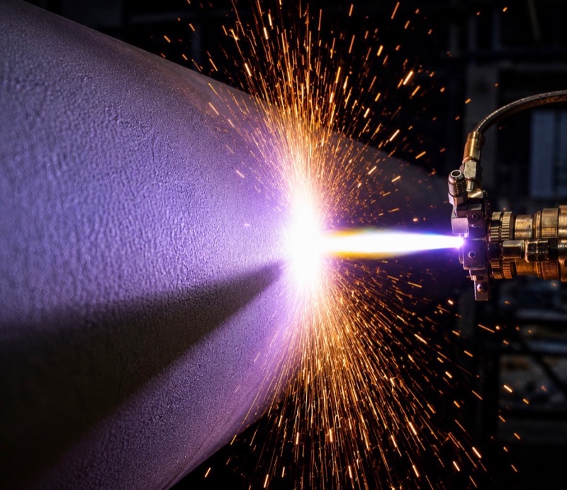 Plasma Spraying Ceramic Coating for Chemical & Plastics | HFW Industries Plasma spraying a ceramic coating for chemical and plastics industry equipment at HFW Industries