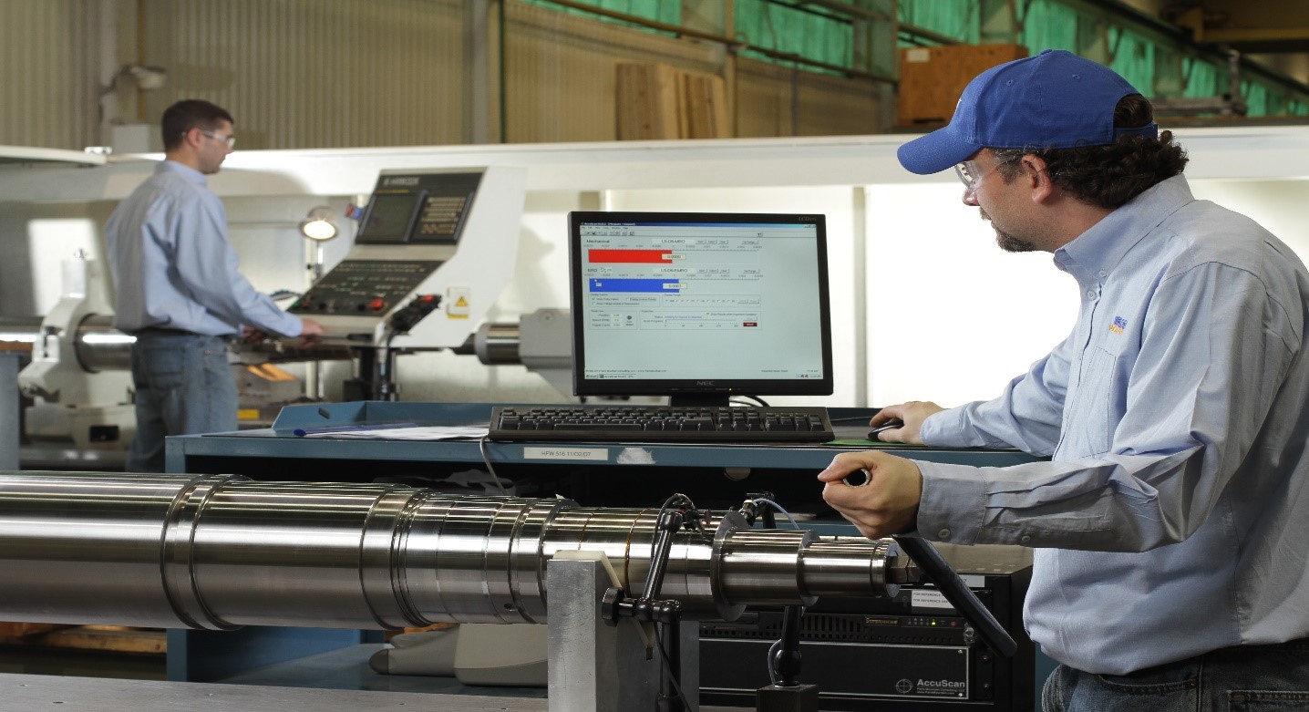 EMRO Testing – Shaft Electrical mechanical runout testing of a shaft at HFW Industries.